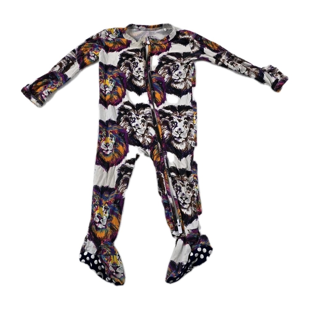 Bums & Roses Lion Bamboo Viscose Footie Pajamas 3-6 Months Multicolor Zippy